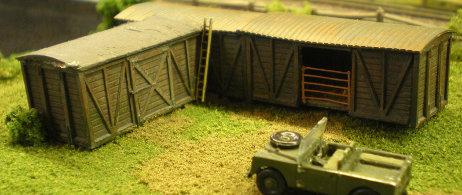 Disused wagon bodies (NGS kits) live on as livestock housing - Farmer Fields is probably taking a nap inside after a few ciders...